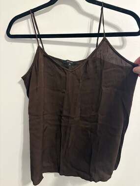 Quince Brown Washable Silk V-Neck Camisole